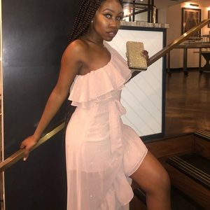 glitter high/low evening dress